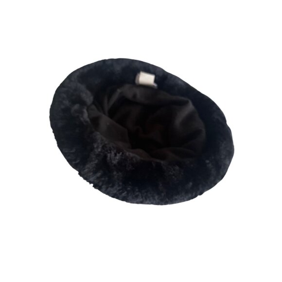 Nine West Faux Fur Black Bucket Hat Urban Casual Outdoor Winter - Picture 6 of 6